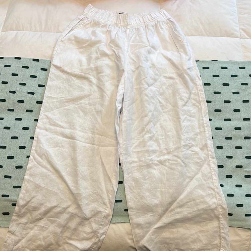 100% Linen White Pants